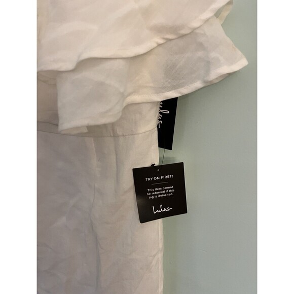 Lulus Halter White purely simple ruffle mini Dress Size Small NWT - Picture 6 of 7
